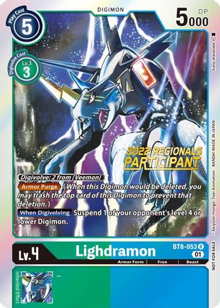 Lighdramon (2022 Championship Offline Regional) [Online Participant] (BT8-053) - New Awakening Foil - Premium Digimon Single from Bandai - Just $1.52! Shop now at Game Crave Tournament Store