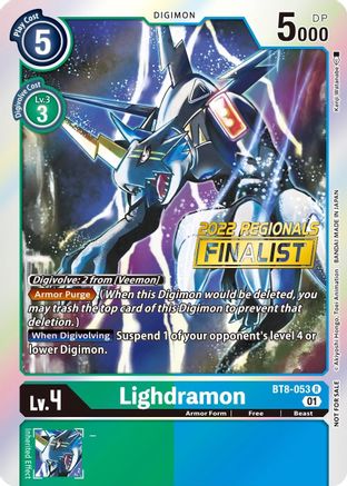 Lighdramon (2022 Championship Offline Regional) [Online Finalist] (BT8-053) - New Awakening Foil - Premium Digimon Single from Bandai - Just $6.59! Shop now at Game Crave Tournament Store