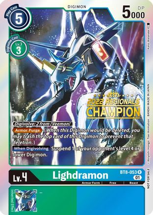 Lighdramon (2022 Championship Offline Regional) [Online Champion] (BT8-053) - New Awakening - Premium Digimon Single from Bandai - Just $95! Shop now at Game Crave Tournament Store
