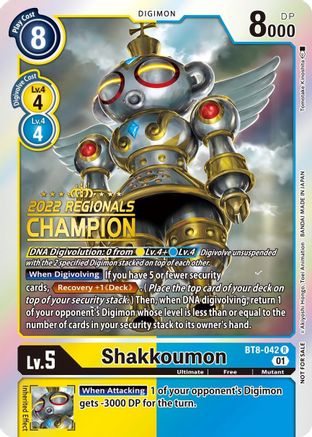 Shakkoumon (2022 Championship Offline Regional) [Online Champion] (BT8-042) - New Awakening - Premium Digimon Single from Bandai - Just $0! Shop now at Game Crave Tournament Store