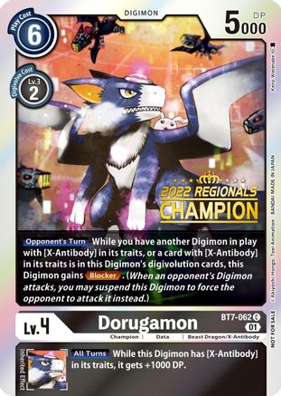 Dorugamon (2022 Championship Offline Regional) [Online Champion] (BT7-062) - Next Adventure Foil - Premium Digimon Single from Bandai - Just $239.36! Shop now at Game Crave Tournament Store