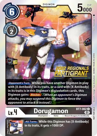 Dorugamon (2022 Championship Offline Regional) [Online Participant] (BT7-062) - Next Adventure Foil - Premium Digimon Single from Bandai - Just $0.69! Shop now at Game Crave Tournament Store