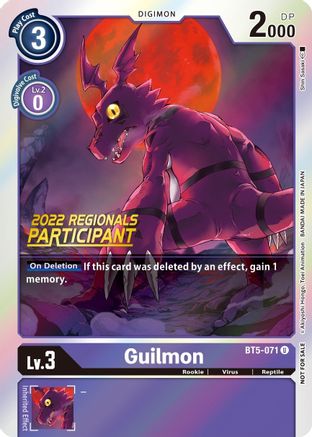Guilmon (2022 Championship Offline Regional) [Online Participant] (BT5-071) - Battle of Omni Foil - Premium Digimon Single from Bandai - Just $2.02! Shop now at Game Crave Tournament Store