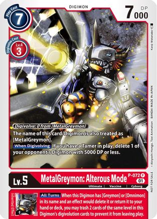 MetalGreymon: Alterous Mode (P-072) - Digimon Promotion Cards Foil - Premium Digimon Single from Bandai - Just $5.22! Shop now at Game Crave Tournament Store