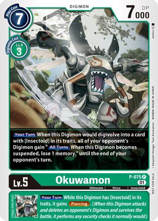 Okuwamon (P-075) - Digimon Promotion Cards - Premium Digimon Single from Bandai - Just $1.55! Shop now at Game Crave Tournament Store