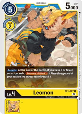 Leomon (X Record Pre-Release Tournament) (EX1-027) - X Record Pre-Release Cards - Premium Digimon Single from Bandai - Just $0.26! Shop now at Game Crave Tournament Store