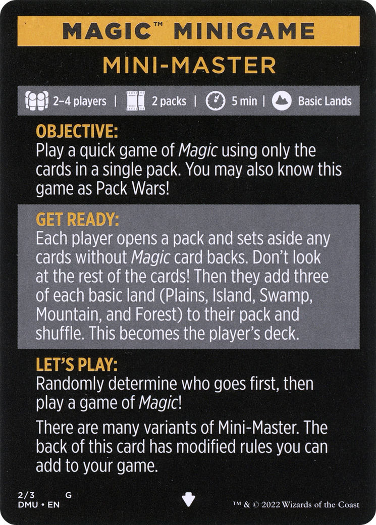 Mini-Master // Mini-Master (cont'd) (MDMU-002) - Dominaria United Minigames - Premium MTG Single from Wizards of the Coast - Just $0! Shop now at Game Crave Tournament Store