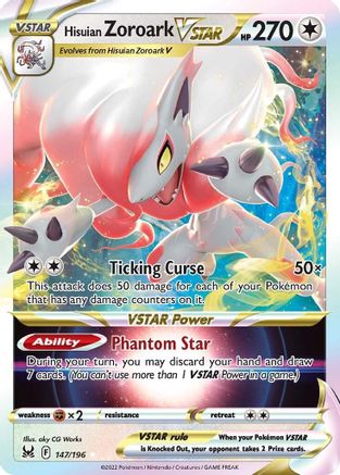 Hisuian Zoroark VSTAR 147/196 - Lost Origin Holofoil - Premium Pokemon Single from Nintendo - Just $0.58! Shop now at Game Crave Tournament Store