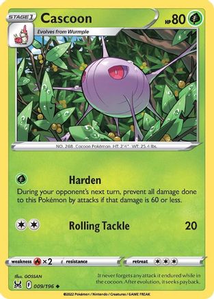 Cascoon 9/196 - Lost Origin - Premium Pokemon Single from Nintendo - Just $0.25! Shop now at Game Crave Tournament Store