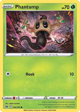 Phantump 16/196 - Lost Origin - Premium Pokemon Single from Nintendo - Just $0.25! Shop now at Game Crave Tournament Store