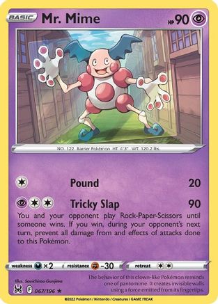 Mr. Mime 67/196 - Lost Origin - Premium Pokemon Single from Nintendo - Just $0.50! Shop now at Game Crave Tournament Store