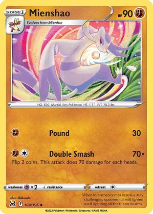 Mienshao 104/196 - Lost Origin - Premium Pokemon Single from Nintendo - Just $0.25! Shop now at Game Crave Tournament Store