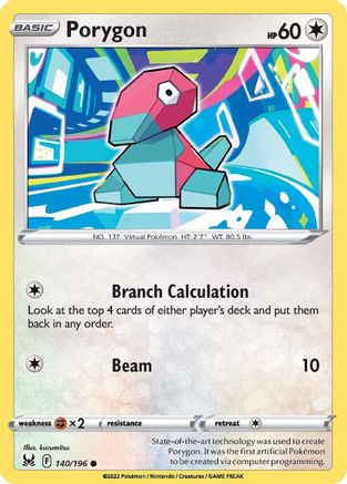 Porygon 140/196 - Lost Origin - Premium Pokemon Single from Nintendo - Just $0.25! Shop now at Game Crave Tournament Store