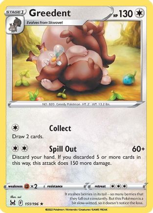 Greedent 151/196 - Lost Origin - Premium Pokemon Single from Nintendo - Just $0.50! Shop now at Game Crave Tournament Store