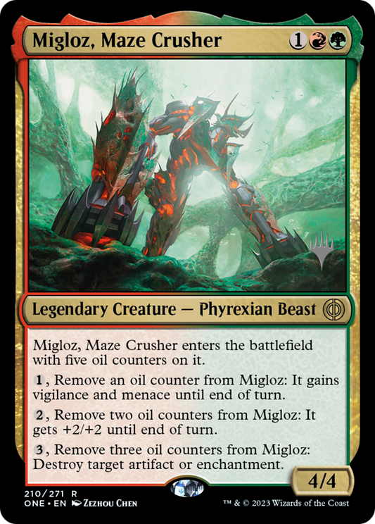 Migloz, Maze Crusher (PONE-210P) - Phyrexia: All Will Be One Promos Foil - Premium MTG Single from Wizards of the Coast - Just $0.08! Shop now at Game Crave Tournament Store