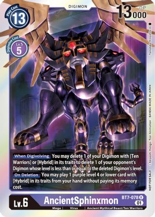 AncientSphinxmon (Event Pack 3) (BT7-078) - Next Adventure Foil - Premium Digimon Single from Bandai - Just $1.14! Shop now at Game Crave Tournament Store