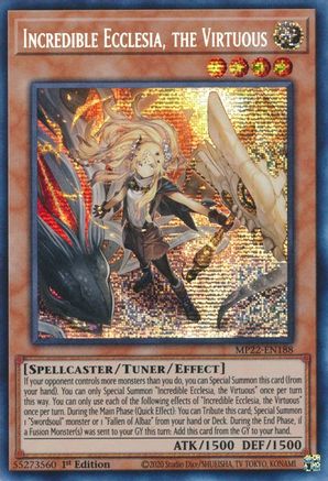 Incredible Ecclesia, the Virtuous (MP22-EN188) - 2022 Tin of the Pharaoh's Gods 1st Edition - Premium Yugioh Single from Konami - Just $2.90! Shop now at Game Crave Tournament Store