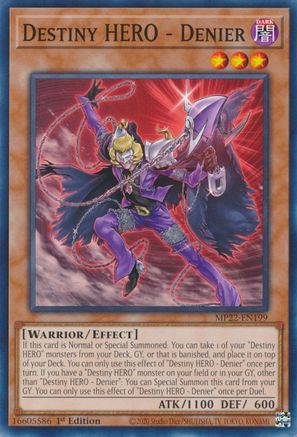 Destiny HERO - Denier (MP22-EN199) - 2022 Tin of the Pharaoh's Gods 1st Edition - Premium Yugioh Single from Konami - Just $0.25! Shop now at Game Crave Tournament Store