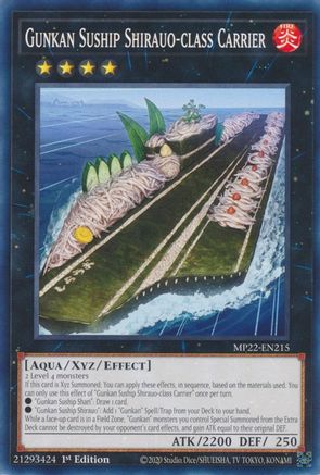 Gunkan Suship Shirauo-class Carrier (MP22-EN215) - 2022 Tin of the Pharaoh's Gods 1st Edition - Premium Yugioh Single from Konami - Just $0.25! Shop now at Game Crave Tournament Store