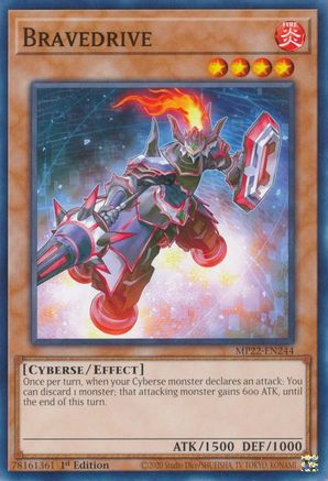 Bravedrive (MP22-EN244) - 2022 Tin of the Pharaoh's Gods 1st Edition - Premium Yugioh Single from Konami - Just $0.25! Shop now at Game Crave Tournament Store