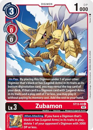 Zubamon (ST13-02) - Starter Deck 13: Ragnaloardmon - Premium Digimon Single from Bandai - Just $0.08! Shop now at Game Crave Tournament Store