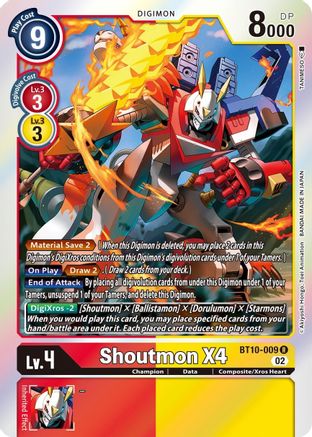 Shoutmon X4 (BT10-009) - Xros Encounter Foil - Premium Digimon Single from Bandai - Just $0.08! Shop now at Game Crave Tournament Store