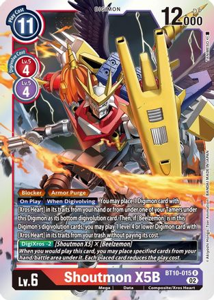 Shoutmon X5B (BT10-015) - Xros Encounter Foil - Premium Digimon Single from Bandai - Just $0.08! Shop now at Game Crave Tournament Store