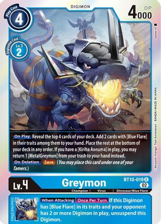 Greymon (BT10-019) - Xros Encounter Foil - Premium Digimon Single from Bandai - Just $0.72! Shop now at Game Crave Tournament Store