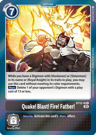 Quake! Blast! Fire! Father! (ST12-16) - Starter Deck 12: Jesmon Foil - Premium Digimon Single from Bandai - Just $0.08! Shop now at Game Crave Tournament Store