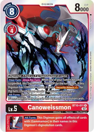 Canoweissmon (BT10-011) - Xros Encounter Foil - Premium Digimon Single from Bandai - Just $0.25! Shop now at Game Crave Tournament Store