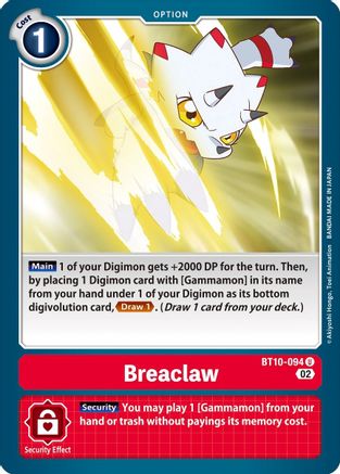 Breaclaw (BT10-094) - Xros Encounter - Premium Digimon Single from Bandai - Just $0.25! Shop now at Game Crave Tournament Store