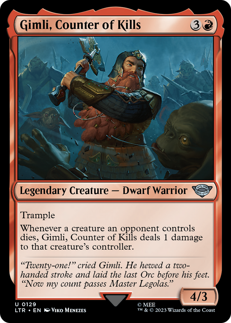 Gimli, Counter of Kills (LTR-129) - The Lord of the Rings: Tales of Middle-earth - Premium MTG Single from Wizards of the Coast - Just $0.08! Shop now at Game Crave Tournament Store