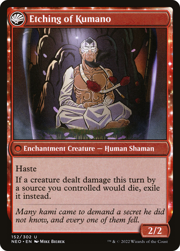 Kumano Faces Kakkazan // Etching of Kumano (NEO-152) - Kamigawa: Neon Dynasty: (fandfc) Foil - Premium MTG Single from Wizards of the Coast - Just $0.08! Shop now at Game Crave Tournament Store