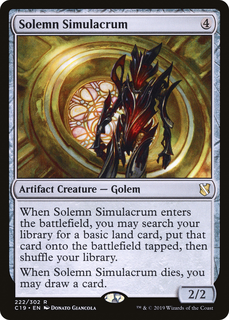 Solemn Simulacrum (C19-222) - Commander 2019 - Premium MTG Single from Wizards of the Coast - Just $0.08! Shop now at Game Crave Tournament Store