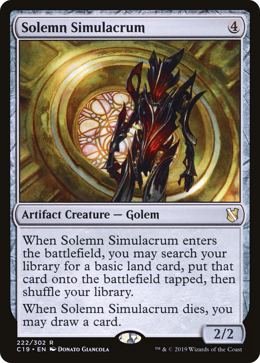 Solemn Simulacrum (C19-222) - Commander 2019 - Premium MTG Single from Wizards of the Coast - Just $0.08! Shop now at Game Crave Tournament Store