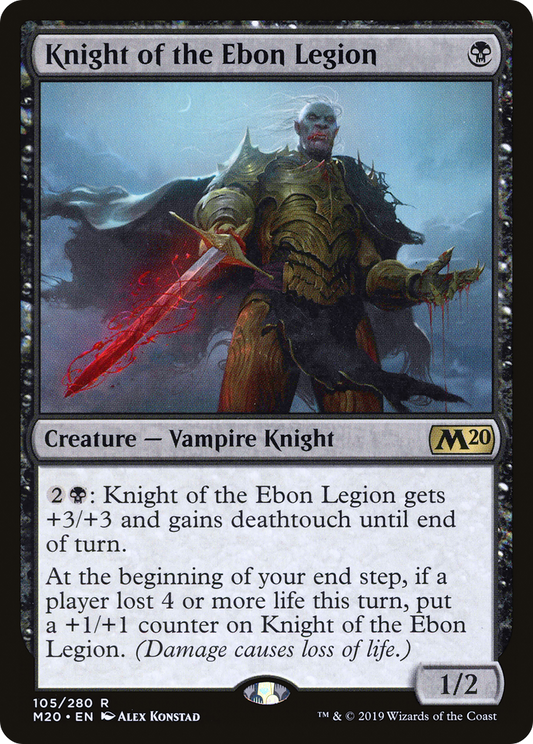 Knight of the Ebon Legion (M20-105) - Core Set 2020 - Premium MTG Single from Wizards of the Coast - Just $1.83! Shop now at Game Crave Tournament Store