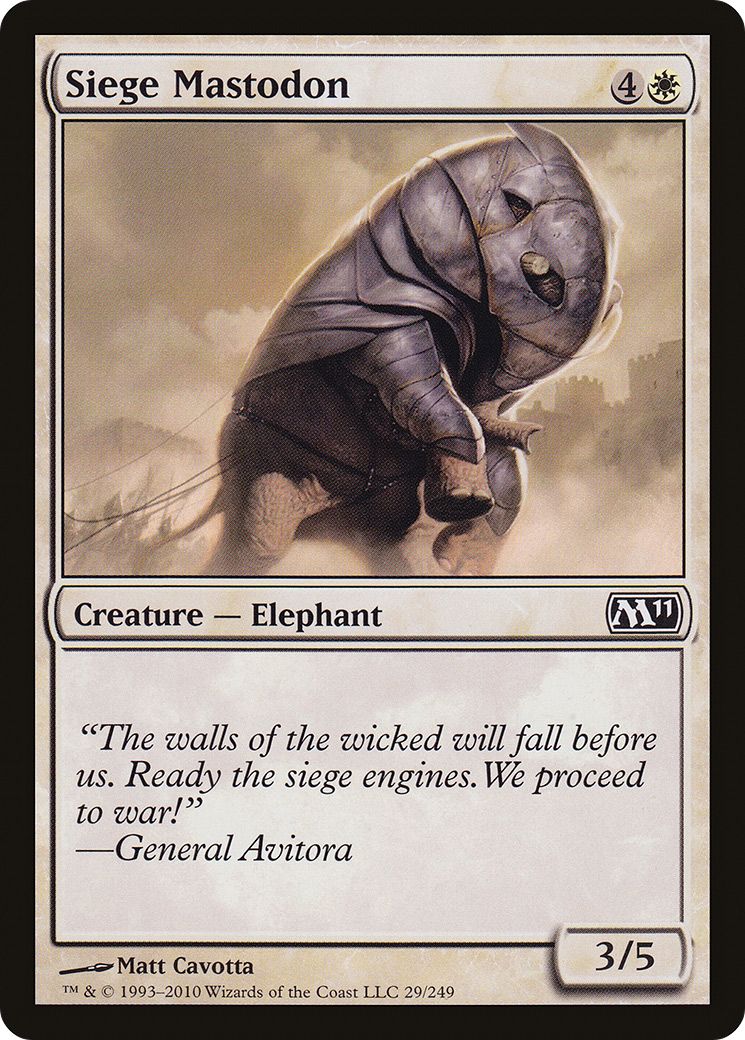 Siege Mastodon (M11-029) - Magic 2011 - Premium MTG Single from Wizards of the Coast - Just $0.08! Shop now at Game Crave Tournament Store