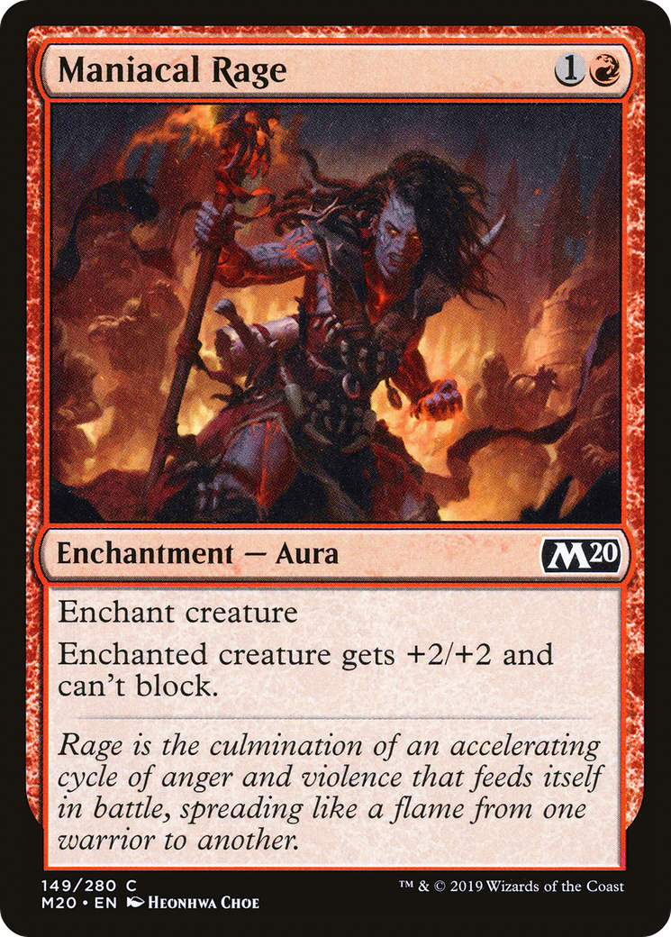 Maniacal Rage (M20-149) - Core Set 2020 Foil - Premium MTG Single from Wizards of the Coast - Just $0.08! Shop now at Game Crave Tournament Store