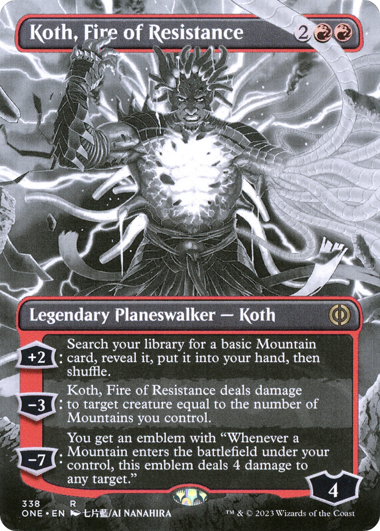 Koth, Fire of Resistance (ONE-338) - Phyrexia: All Will Be One: (Showcase) (Borderless) Foil - Premium MTG Single from Wizards of the Coast - Just $0.22! Shop now at Game Crave Tournament Store