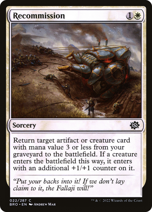 Recommission (BRO-022) - The Brothers' War - Premium MTG Single from Wizards of the Coast - Just $0.08! Shop now at Game Crave Tournament Store
