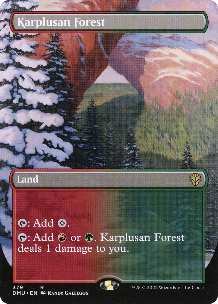 Karplusan Forest (DMU-379) - Dominaria United (Borderless) - Premium MTG Single from Wizards of the Coast - Just $1.66! Shop now at Game Crave Tournament Store