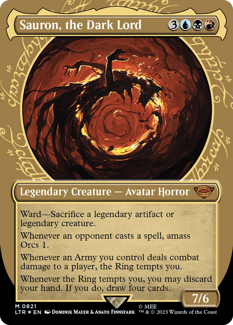 Sauron, the Dark Lord (LTR-821) - The Lord of the Rings: Tales of Middle-earth: (Showcase) (Borderless) Foil - Premium MTG Single from Wizards of the Coast - Just $13.31! Shop now at Game Crave Tournament Store