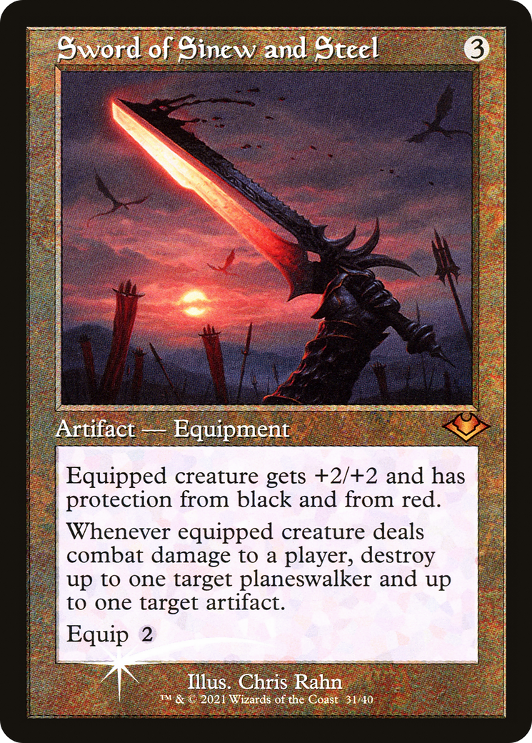 Sword of Sinew and Steel (H1R-031) - Modern Horizons 1 Timeshifts Foil - Premium MTG Single from Wizards of the Coast - Just $9.39! Shop now at Game Crave Tournament Store