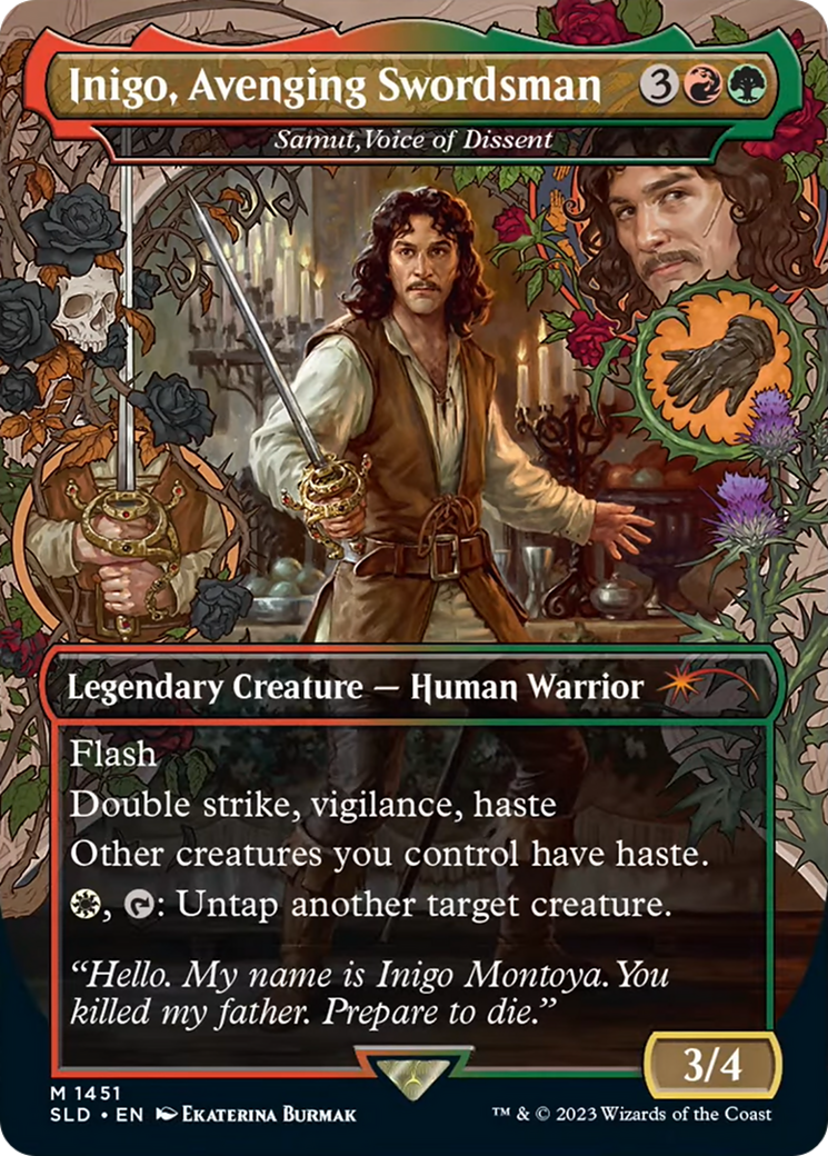 Samut, Voice of Dissent (SLD-1451) - Secret Lair Drop / Inigo, Avenging Swordsman (Borderless) - Premium MTG Single from Wizards of the Coast - Just $8.09! Shop now at Game Crave Tournament Store