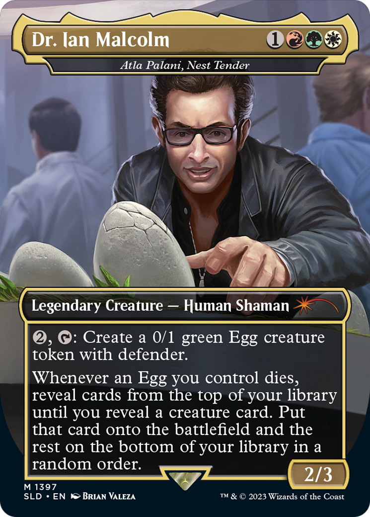 Atla Palani, Nest Tender (SLD-1397) - Secret Lair Drop / Dr. Ian Malcolm (Borderless) Foil - Premium MTG Single from Wizards of the Coast - Just $30.18! Shop now at Game Crave Tournament Store