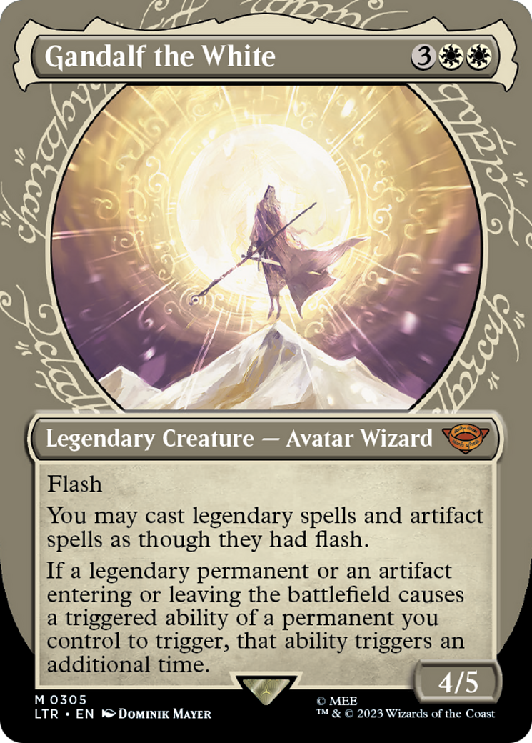 Gandalf the White (LTR-305) - The Lord of the Rings: Tales of Middle-earth: (Showcase) (Borderless) Foil - Premium MTG Single from Wizards of the Coast - Just $7.14! Shop now at Game Crave Tournament Store