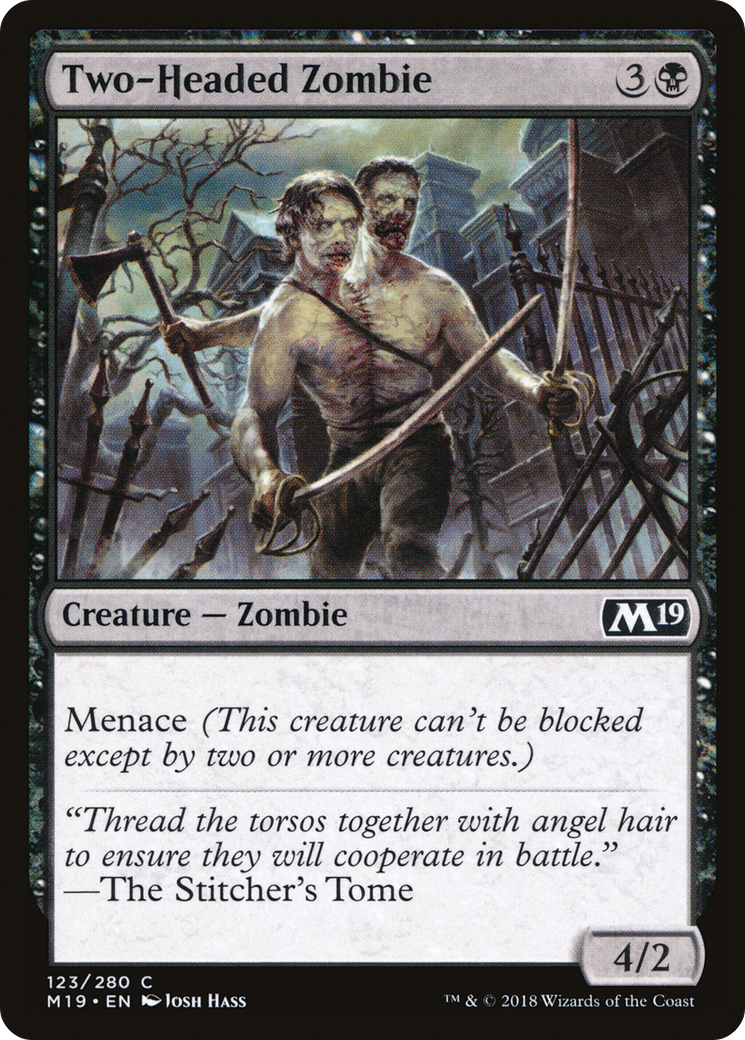 Two-Headed Zombie (M19-123) - Core Set 2019 - Premium MTG Single from Wizards of the Coast - Just $0.25! Shop now at Game Crave Tournament Store