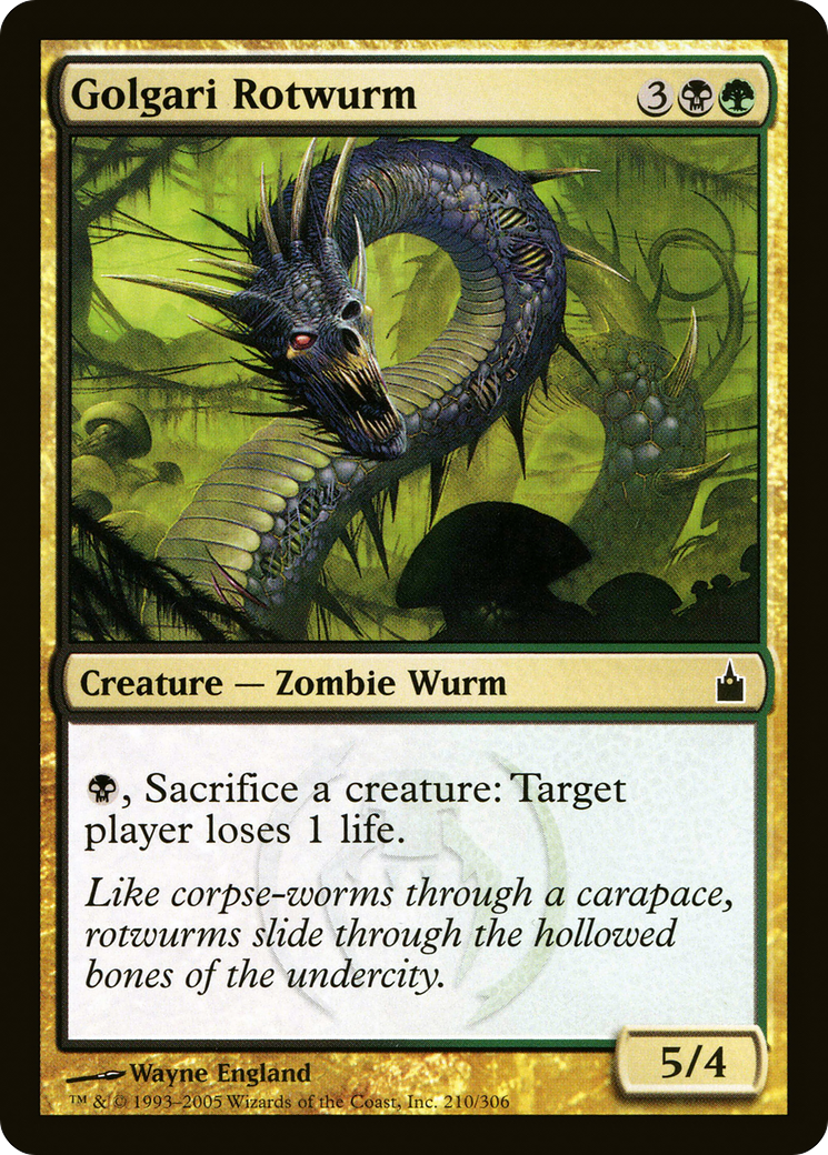 Golgari Rotwurm (RAV-210) - Ravnica: City of Guilds - Premium MTG Single from Wizards of the Coast - Just $0.08! Shop now at Game Crave Tournament Store