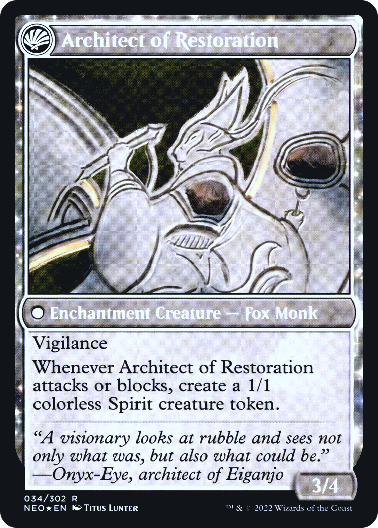 The Restoration of Eiganjo // Architect of Restoration (PNEO-34S) - Kamigawa: Neon Dynasty Promos: (fandfc) Foil - Premium MTG Single from Wizards of the Coast - Just $1.61! Shop now at Game Crave Tournament Store