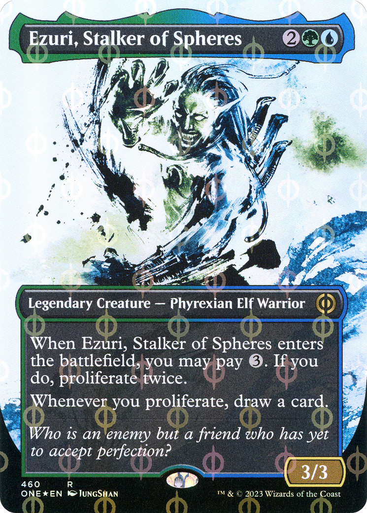 Ezuri, Stalker of Spheres (ONE-460) - Phyrexia: All Will Be One: (Showcase) (Borderless) Foil - Premium MTG Single from Wizards of the Coast - Just $3.18! Shop now at Game Crave Tournament Store